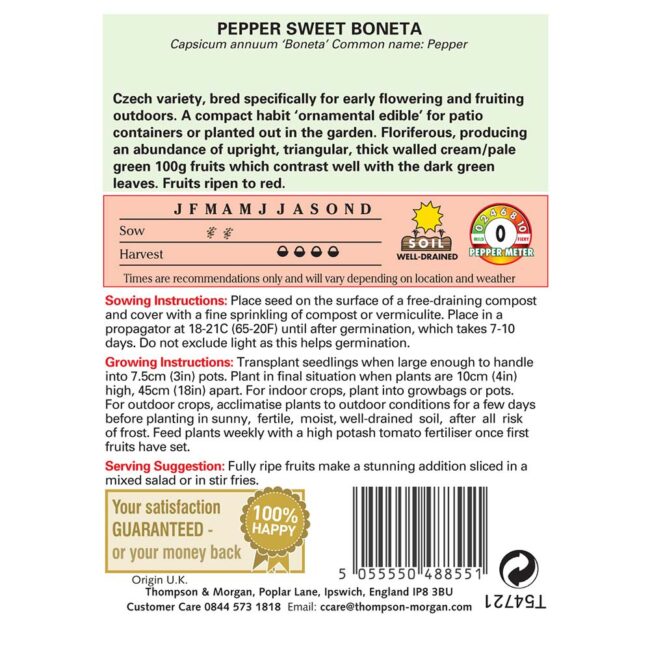 THOMPSON & MORGAN - PEPPER SWEET BONETA SEEDS - Image 2