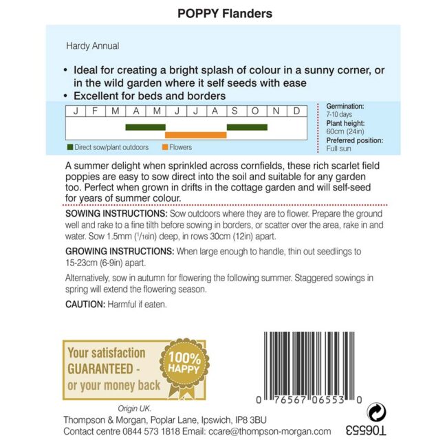 THOMPSON & MORGAN - POPPY FLANDERS SEEDS - Image 2