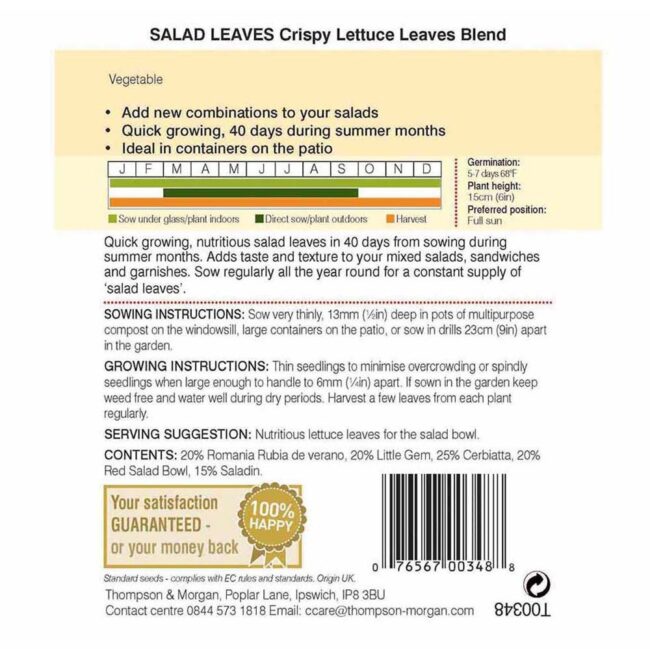 THOMPSON & MORGAN - SALAD LEAVES - CRISPY LETTUCE BLEND SEEDS - Image 2
