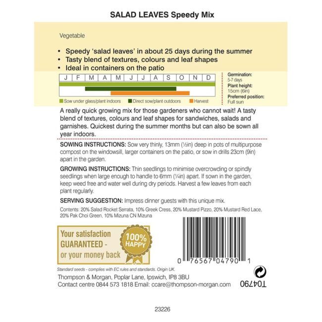 THOMPSON & MORGAN - SALAD LEAVES - SPEEDY MIX SEEDS - Image 2