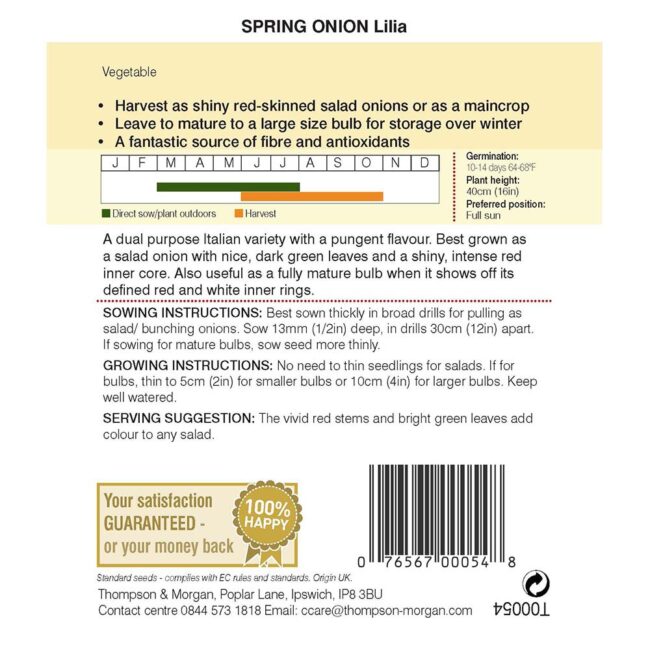 THOMPSON & MORGAN - SPRING ONION LILIA SEEDS - Image 2