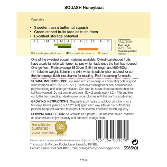 THOMPSON & MORGAN - SQUASH HONEYBOAT - Image 2