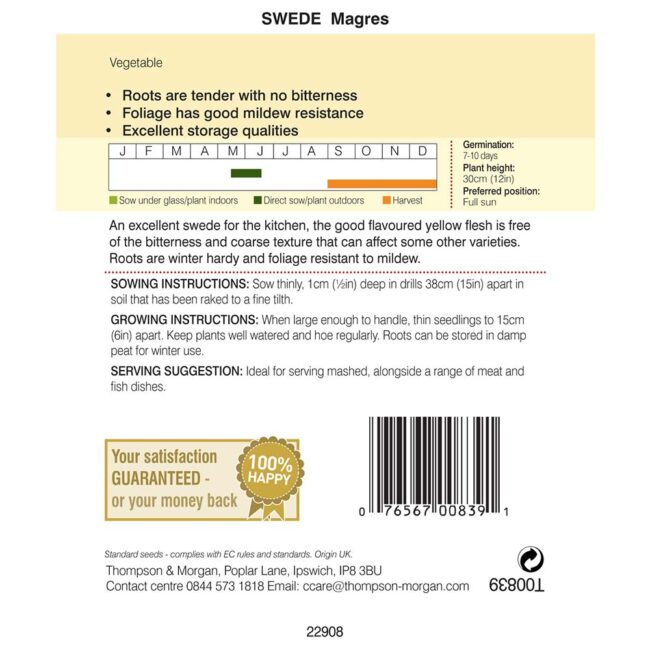 THOMPSON & MORGAN - SWEDE MAGRES SEEDS - Image 2