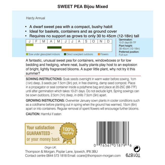 THOMPSON & MORGAN - SWEET PEA BIJOU MIXED SEEDS - Image 2