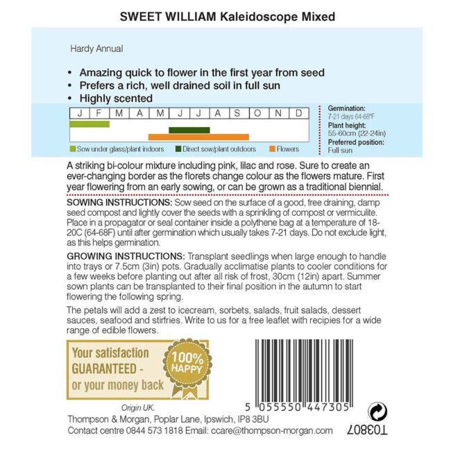 THOMPSON & MORGAN - SWEET WILLIAM KALEIDOSCOPE MIXED SEEDS - Image 2