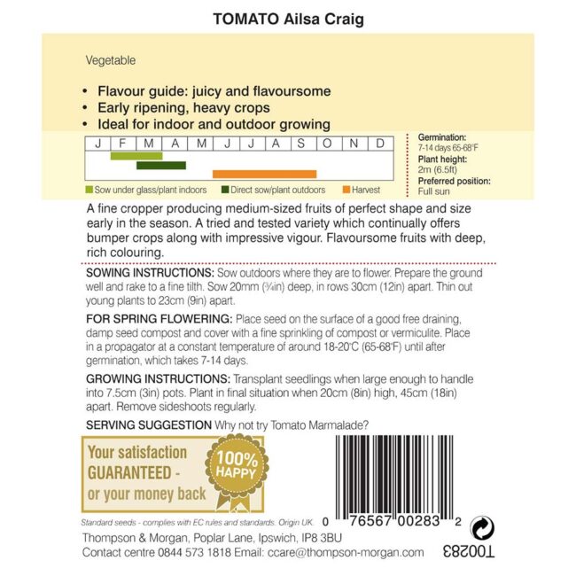 THOMPSON & MORGAN - TOMATO AILSA CRAIG SEEDS - Image 2