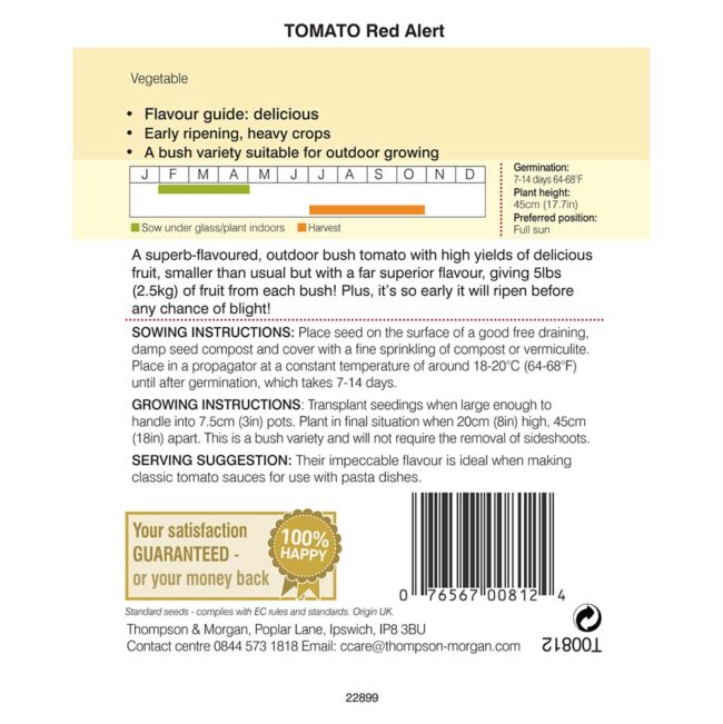 THOMPSON & MORGAN - TOMATO RED ALERT BUSH SEEDS - Image 2