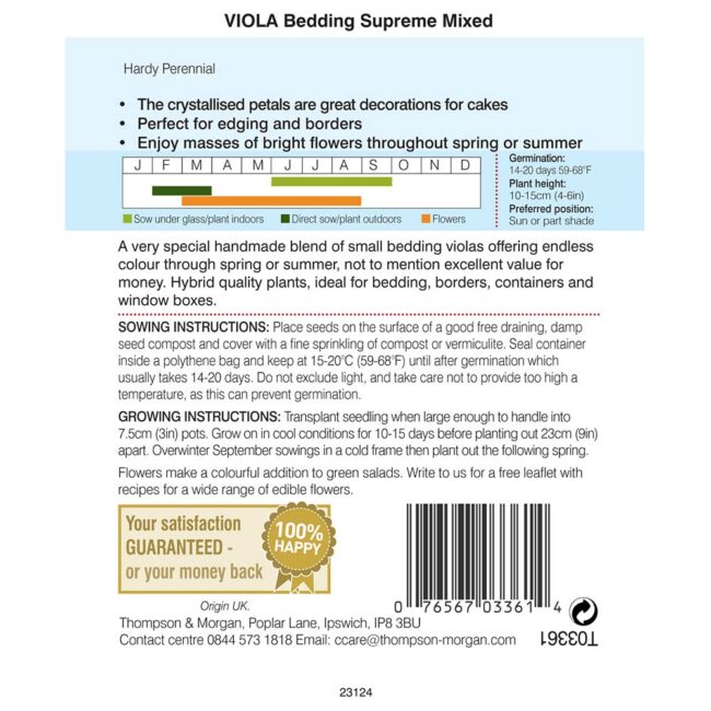 THOMPSON & MORGAN - VIOLA BEDDING SUPREME MIX SEEDS - Image 2