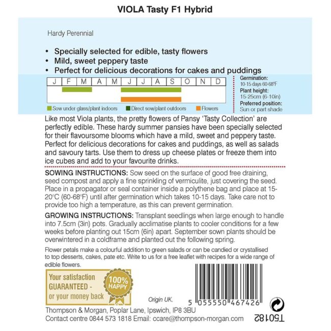 THOMPSON & MORGAN - VIOLA TASTY F1 HYBRID SEEDS - Image 2