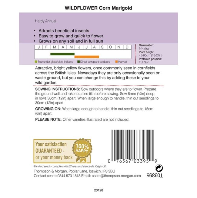 THOMPSON & MORGAN - WILD FLOWER CORN MARIGOLD SEEDS - Image 2