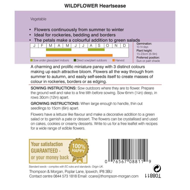 THOMPSON & MORGAN - WILD FLOWER HEARTSEASE SEEDS - Image 2