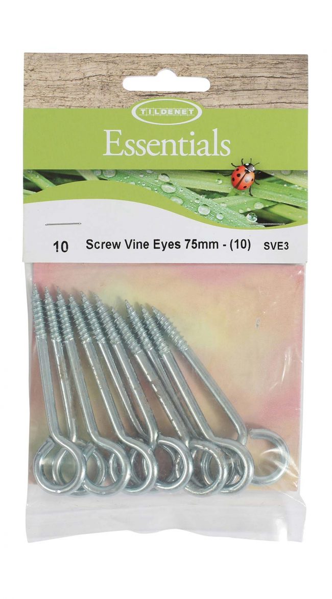 TILDENET SCREW VINE EYES 75MM (10)