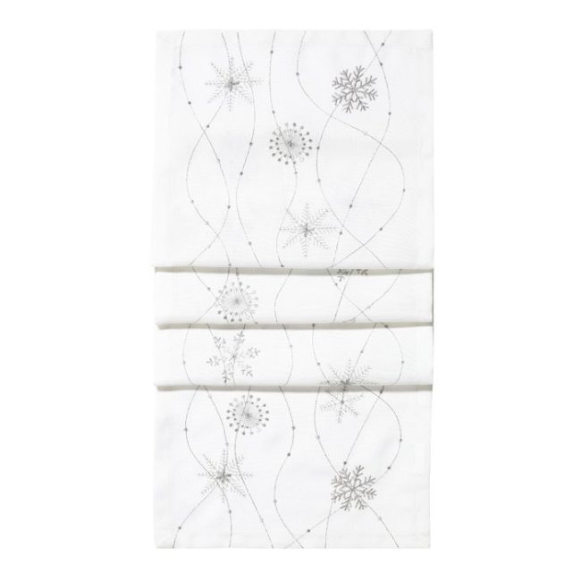 WALTON & CO SNOWFLAKE TABLE RUNNER SILVER