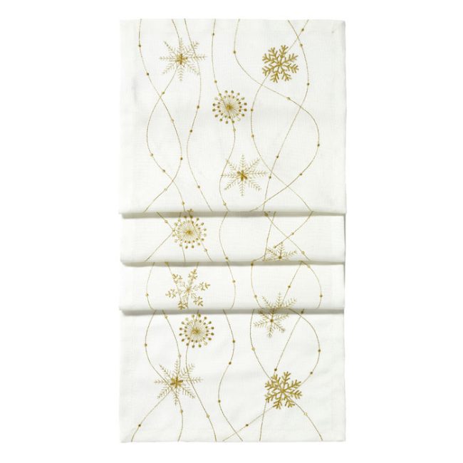 WALTON & CO SNOWFLAKE TABLE RUNNER GOLD