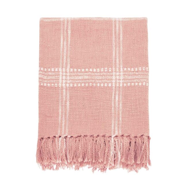 WALTON & CO HANDLOOM CHECK THROW BLUSH