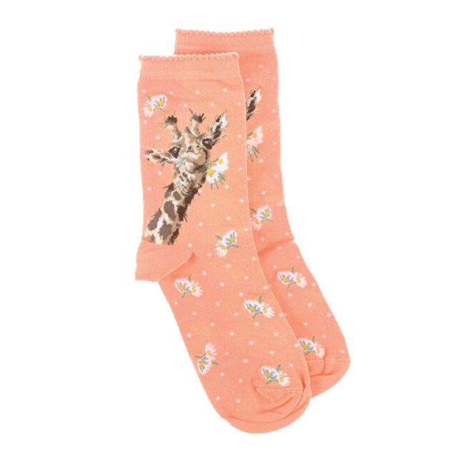 WRENDALE SOCKS GIRAFFE FLOWERS