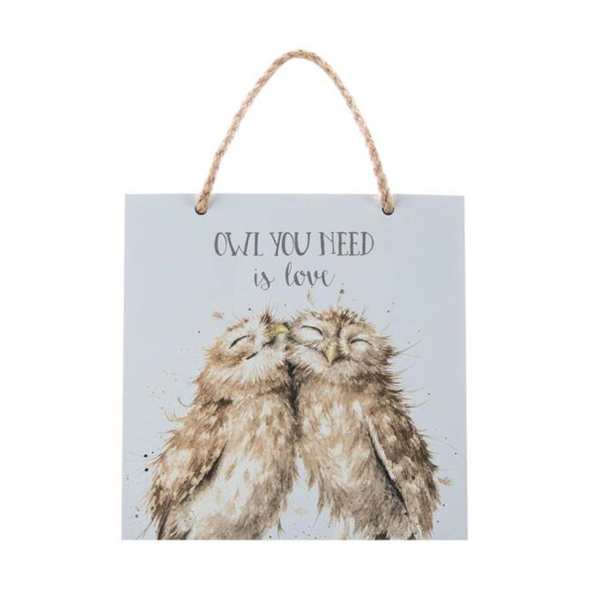 WRENDALE WOODEN PLAQUE OWL BIRDS FEATHER