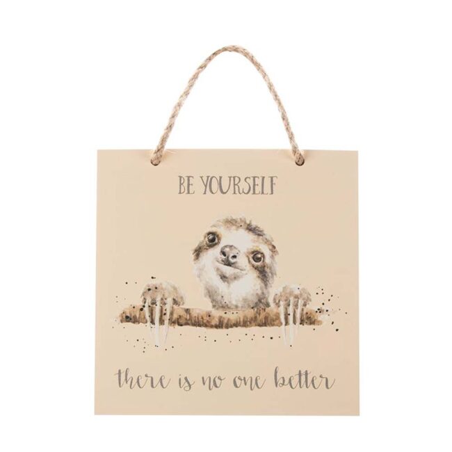 WRENDALE WOODEN PLAQUE SLOTH BE YOURSELF