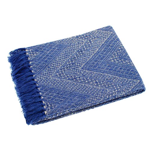 Walton & Co Blue Chevron Cotton Throw