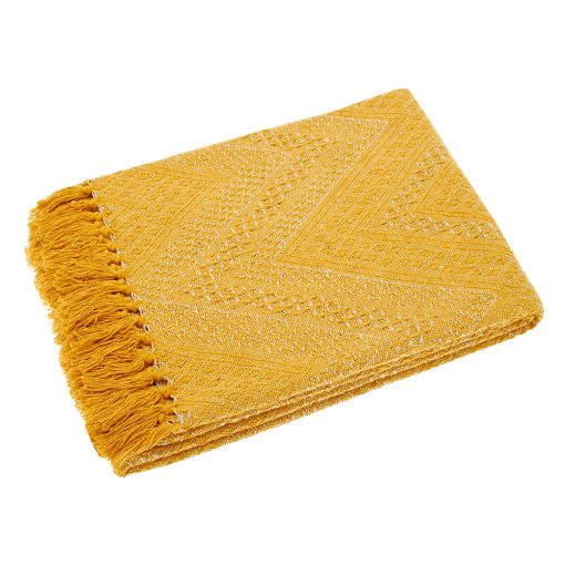 Walton & Co Ochre Chevron Cotton Throw