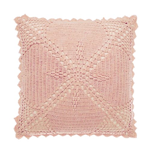 Walton & Co Pale Pink Crochet Cushion