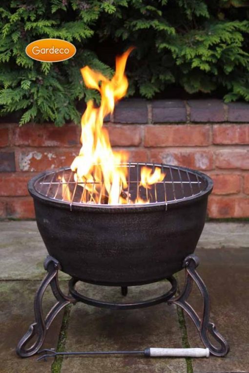 GARDECO ELIDIRCAST IRON FIRE BOWL & BBQ GRILL
